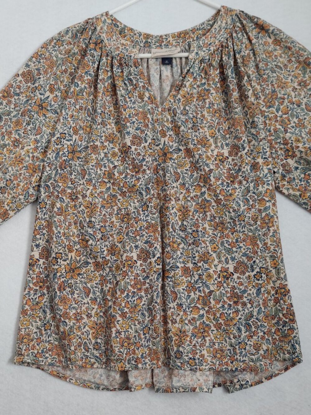 Universal Thread Floral Boho Cotton Blouse Medium Lightweight Soft Top - Picture 2 of 12